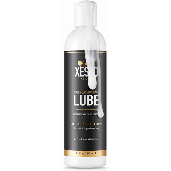 Waterbased Creamy White Lube, Unscented Long-Lasting Gel Glide for Sensitive Skin, Women & Men & Couples, Massage, Slippery, Made in US