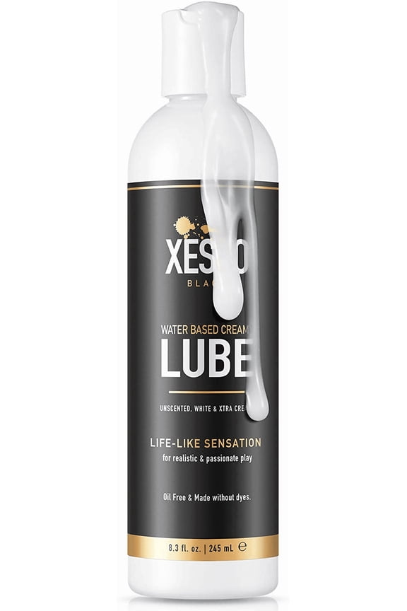 Waterbased Creamy White Lube, Unscented Long-Lasting Gel Glide for Sensitive Skin, Women & Men & Couples, Massage, Slippery, Made in US