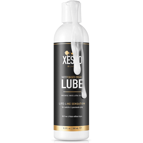 Waterbased Creamy White Lube, Unscented Long-Lasting Gel Glide for Sensitive Skin, Women & Men & Couples, Massage, Slippery, Made in US