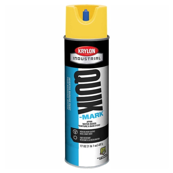Krylon Industrial Quik-Mark Wb Inverted Marking Paint Apwa Utility Yellow, Lot of 12