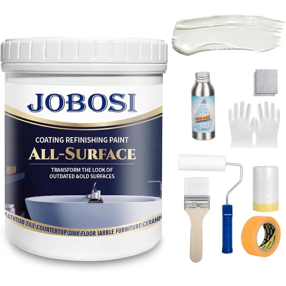 Waterbased Tile Paint and Tile Refinishing Kit 16.0 Fl Oz (white)Bathtub Bathroom wall, Easy of Usecountertop sink Paint Resurfacing Sink Tub waterproof Kitchen Countertop, Low Odor No Toxic