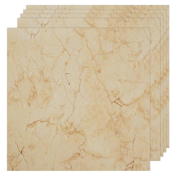 Waterbb 20-Pack Peel and Stick Vinyl Floor Tiles, 12"x12" Self-Adhesive Waterproof Peel and Stick Flooring Planks DIY for Bathroom, Kitchen, Living Room, Cover 20 Sq. Ft Beige