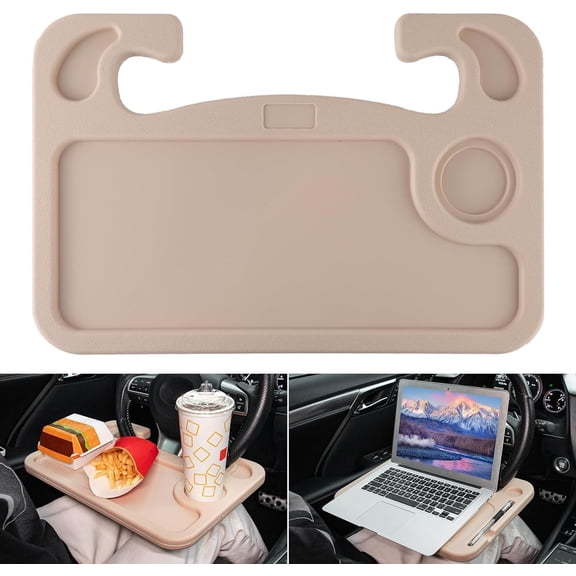 Waterbb Car Steering Wheel Desk, Travel Car Accessories, Car Stand Trays for Eating, Multipurpose Car Steering Wheel Desk Tray Table(Cream)