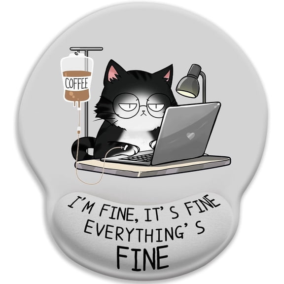 Waterbb Cat Ergonomic Mouse Pad with Wrist Rest, Gaming Mouse Pad with Wrist Support, Funny Mouse Pads for Desk, Computer Mousepad with Non-Slip Pain Relief PU Base, Cute Office Desk Accessories