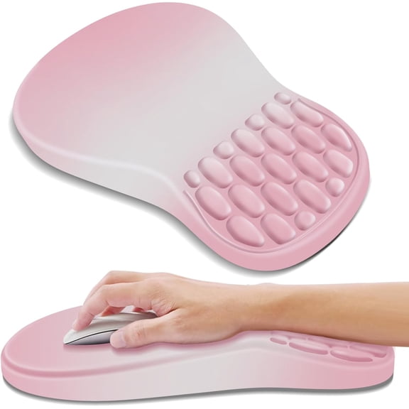 Waterbb Ergonomic Mouse Pad with Wrist Rest - Comfortable Office Mousepad with Memory Foam Wrist Support for Carpal Tunnel Relief, Mouse Pads with Non-Slip Base for Gaming and Home (Gradient Pink)