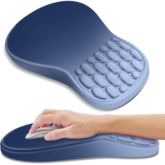 Waterbb Ergonomic Mouse Pad with Wrist Rest - Comfortable Office Mousepad with Memory Foam Wrist Support for Carpal Tunnel Relief, Mouse Pads with Non-Slip Base for Gaming and Home (Gradient Blue)