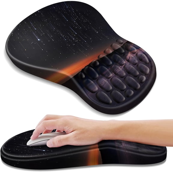 Waterbb Ergonomic Mouse Pad with Wrist Rest - Comfortable Office Mousepad with Memory Foam Wrist Support for Carpal Tunnel Relief, Mouse Pads with Non-Slip Base for Gaming and Home (Meteor)