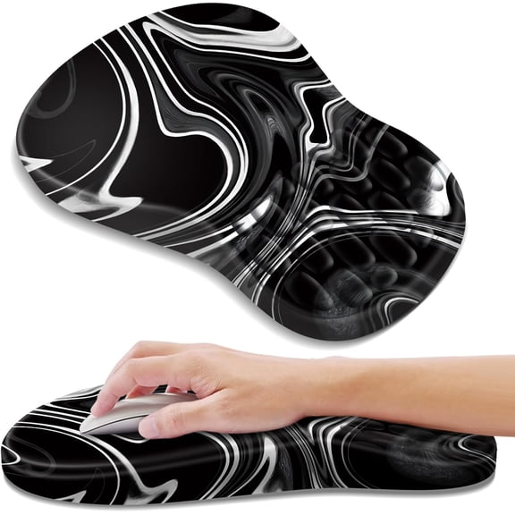 Waterbb Ergonomic Mouse Pad with Wrist Rest - Memory Foam Wrist Support for Carpal Tunnel Relief, Non-Slip Rubber Base, Lycra Cloth Surface for Gaming and Home Office, Black