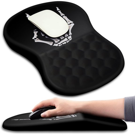 Waterbb Ergonomic Mouse Pad Wrist Support with Massage Design, Wrist Rest Pain Relief Mousepad with Memory Foam&Non-Slip PU Base, Mouse Pads for Wireless Mouse & Desk (12x8 inch,Devil's Horn)