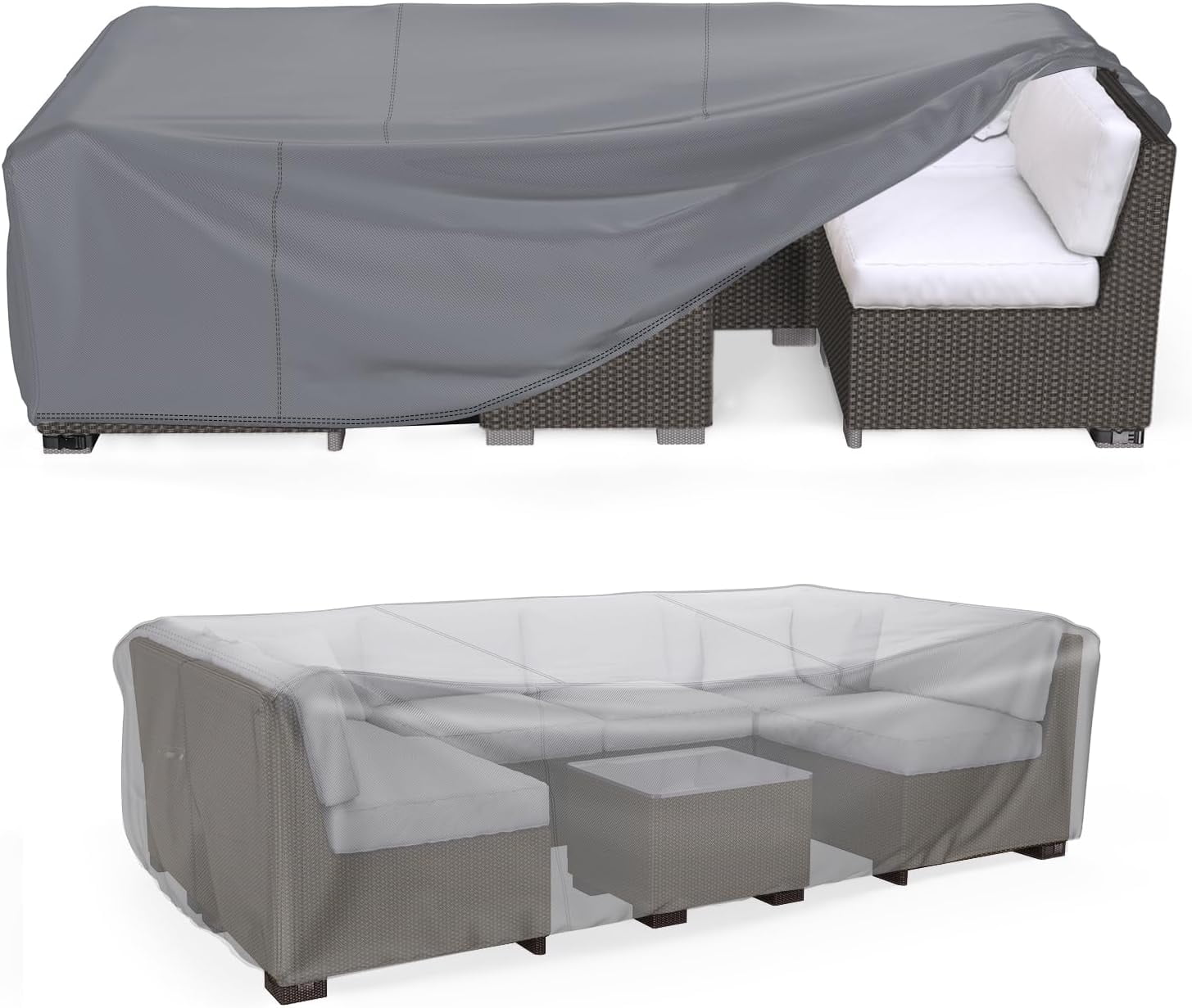 Waterbb Heavy Duty Patio Furniture Covers, Outdoor Furniture Covers Waterproof Sectional Sofa Set , Patio Table and Chair Set Cover 108"L×82"W×28"H,Grey