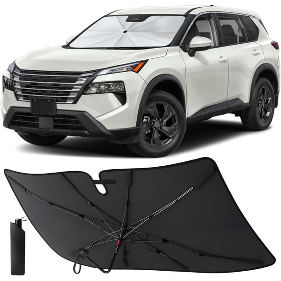 Waterbb Umbrella Windshield Sunshade for Nissan Rogue 2021-2026 | Front Windshield Sun Shade UV Heat Protector | Foldable Reflective Car Sun Visor Cover Interior Protection Accessories
