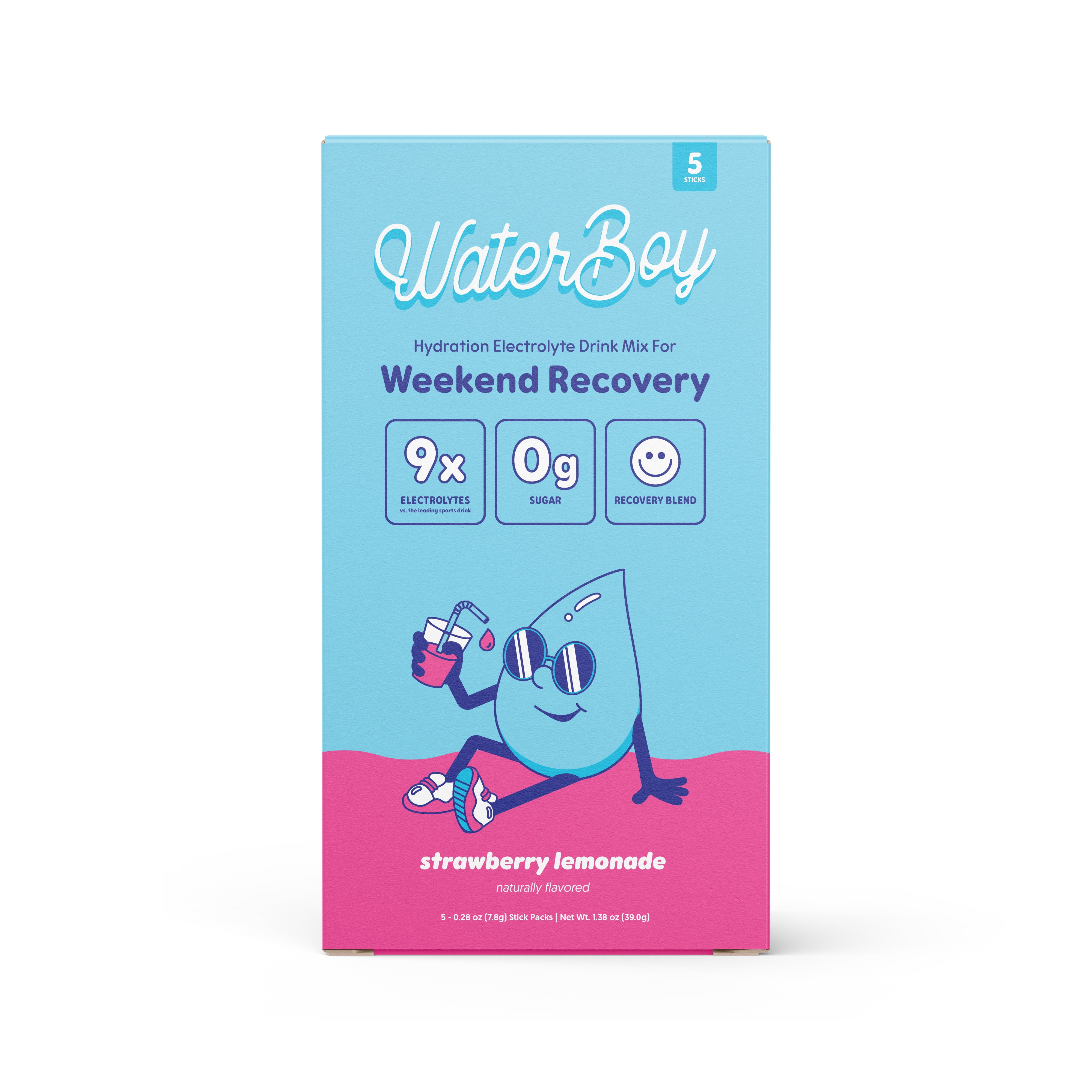 Waterboy Hydration and Weekend Recovery Powder Packets, Strawberry