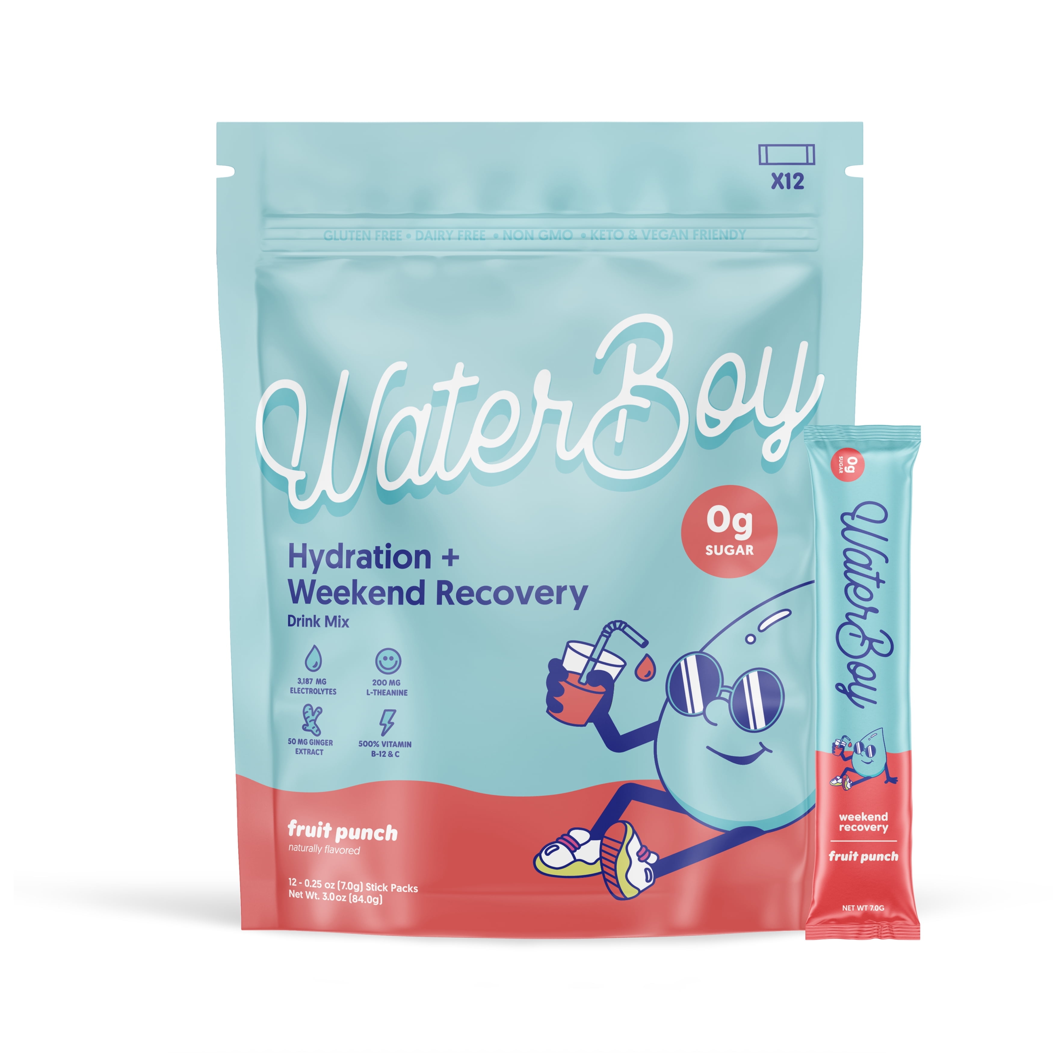 Waterboy Variety Workout Hydration, Sugar-Free Electrolyte Powder