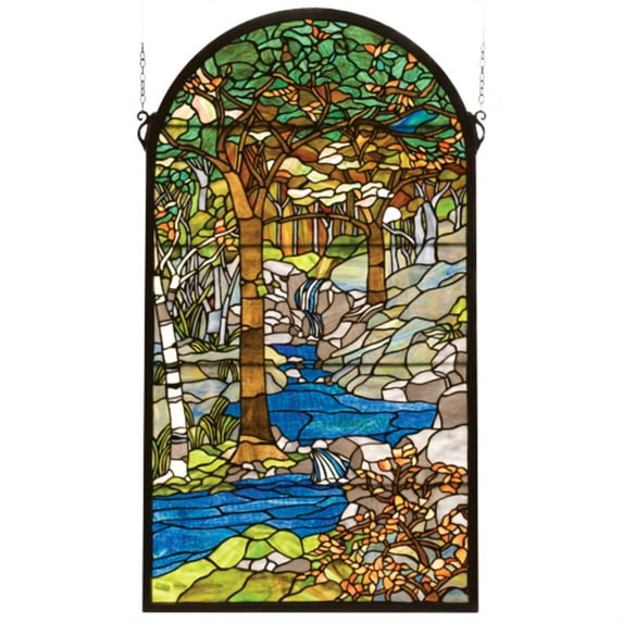 40"H X 22"W Tiffany Waterbrooks Stained Glass Window