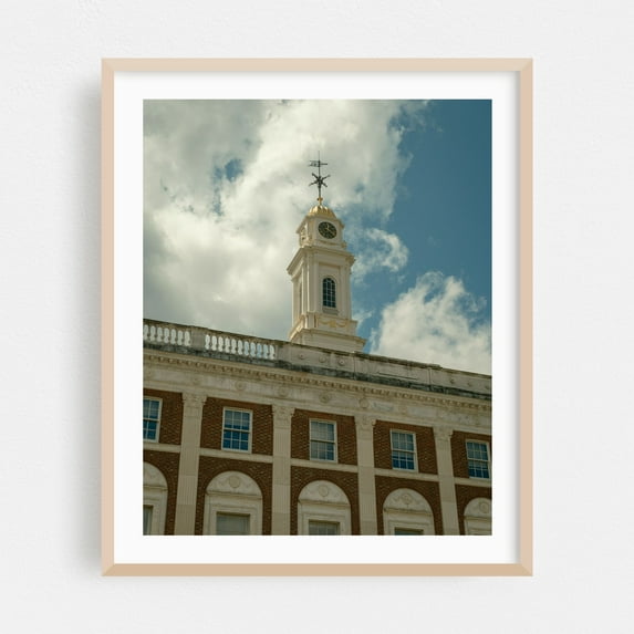 Waterbury City Hall - Waterbury Connecticut Photography Architecture Vintage Skyline City Travel Poster Oak Framed Wall Art Print 6 x 8 inches