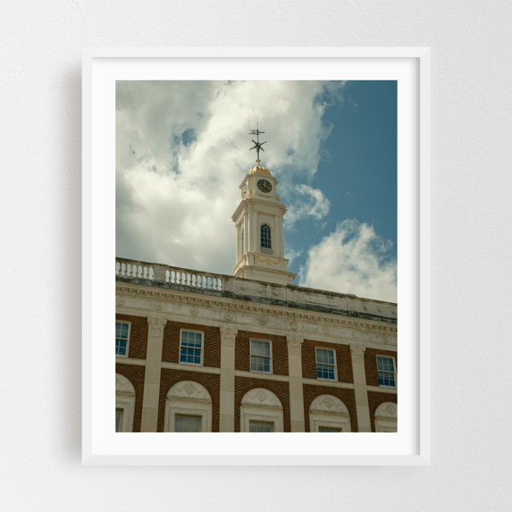 Waterbury City Hall - Waterbury Connecticut Photography Architecture Vintage Skyline City Travel Poster White Framed Wall Art Print 11 x 14 inches