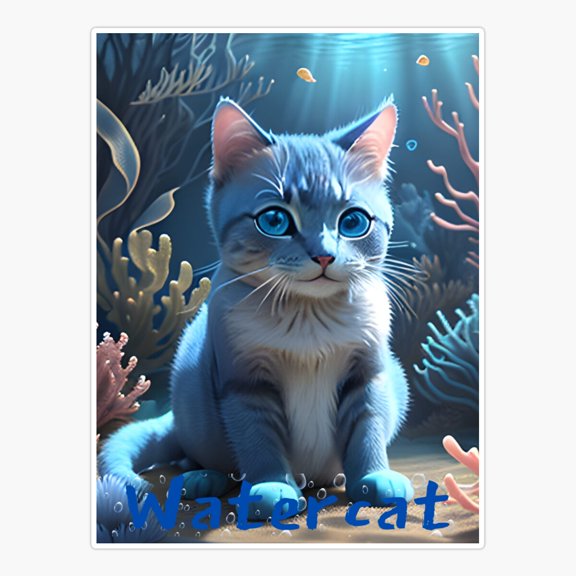 Watercat Element Cat Design Sticker