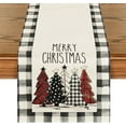 thumbnail image 1 of Waterclor Buffalo Plaid Christmas Trees Merry Xmas Table Runner, Seasonal Winter Holiday Kitchen Dining Table Decoration for Indoor Outdoor Home Party Decor 13 x 72 Inch, 1 of 6