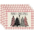 thumbnail image 1 of Waterclor Buffalo Plaid Christmas Trees Placemats Set of 4 12x18h Winter Table Mats for Outdoor Home Party Kitchen r, 1 of 6