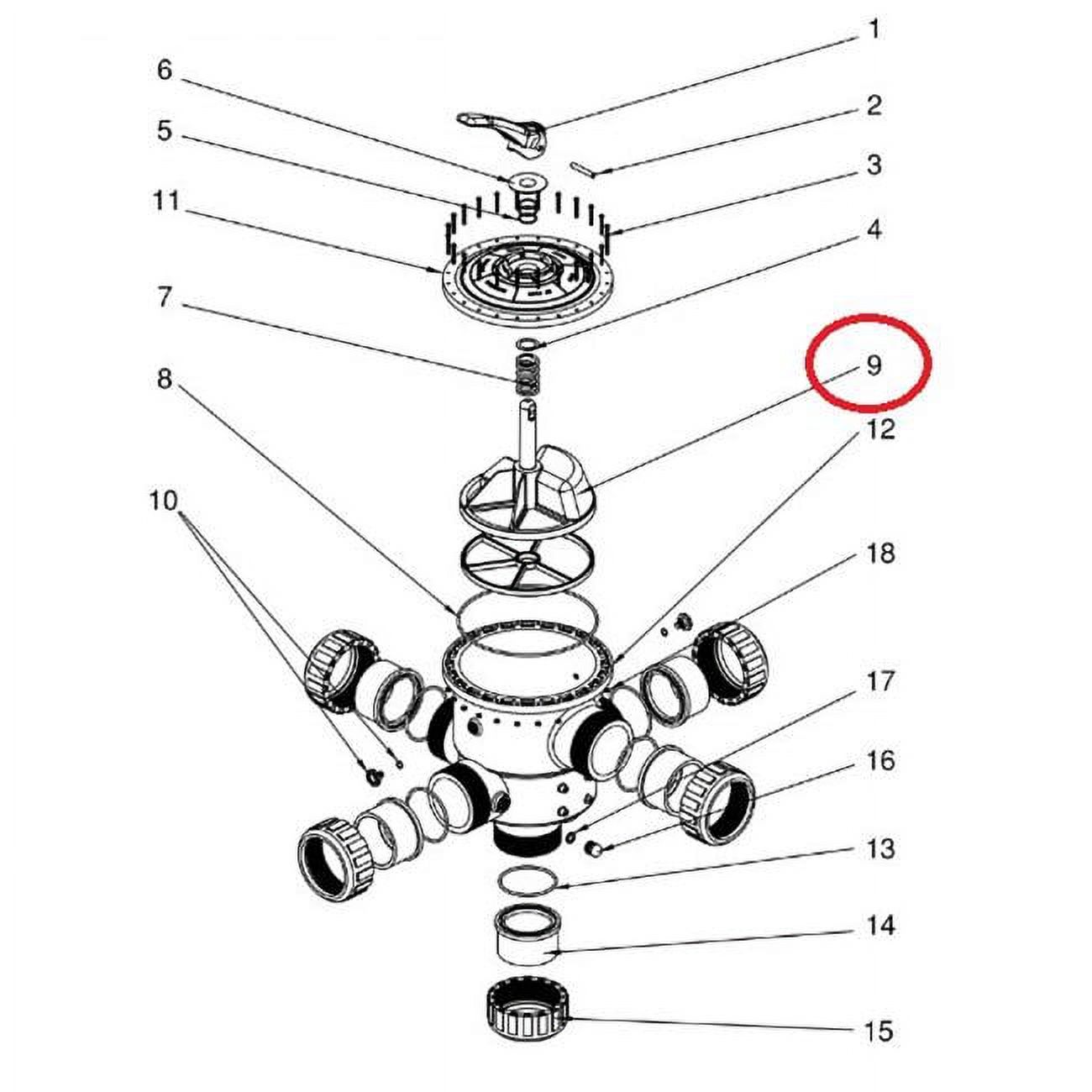 Multipor Valve Rotor Waterco 62110221 100 mm Multiport Valve Rotor with Gasket - Walmart.com
