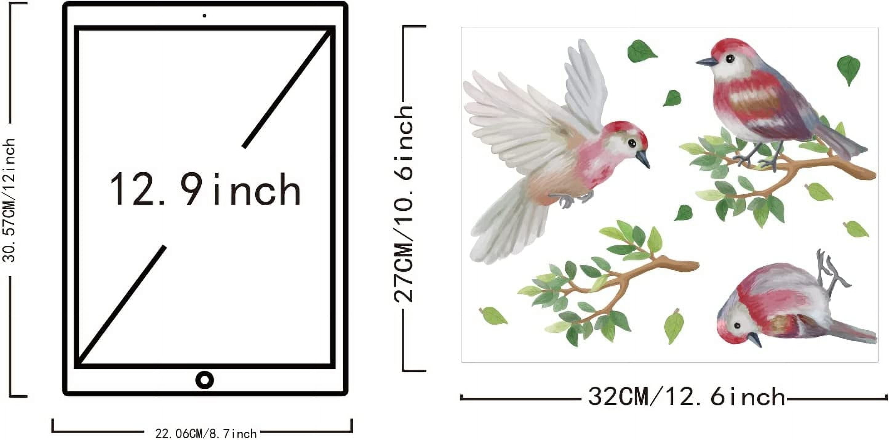 Watercolor 3 Birds Wall Decals Creative Birds on Tree Branch Vinyl Wall ...
