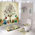 thumbnail image 1 of Watercolor Abstract Art Shower Curtain Sets Non-Slip Rug Bath Mat Toilet Lid Cover Ink Painting Graffiti Tree Bathroom Curtains, 1 of 5