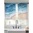 thumbnail image 1 of Watercolor Abstract Coastal Beach Chiffon Sheer Curtains 45 Inches Long, Ocean Spray Blue Sea Wave 2 Rod Pocket Window Treatment Voile Drapes Curtains for Living Room Bedroom,2 Panels, 52x45In, 1 of 9