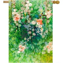 Watercolor Abstract Colorful Floral Flowers Green Spring Summer Seasonal House Flag 28" x 40" Double Sided Polyester Welcome Large Yard Garden Flag Banners for Patio Lawn Home Outdoor Decor