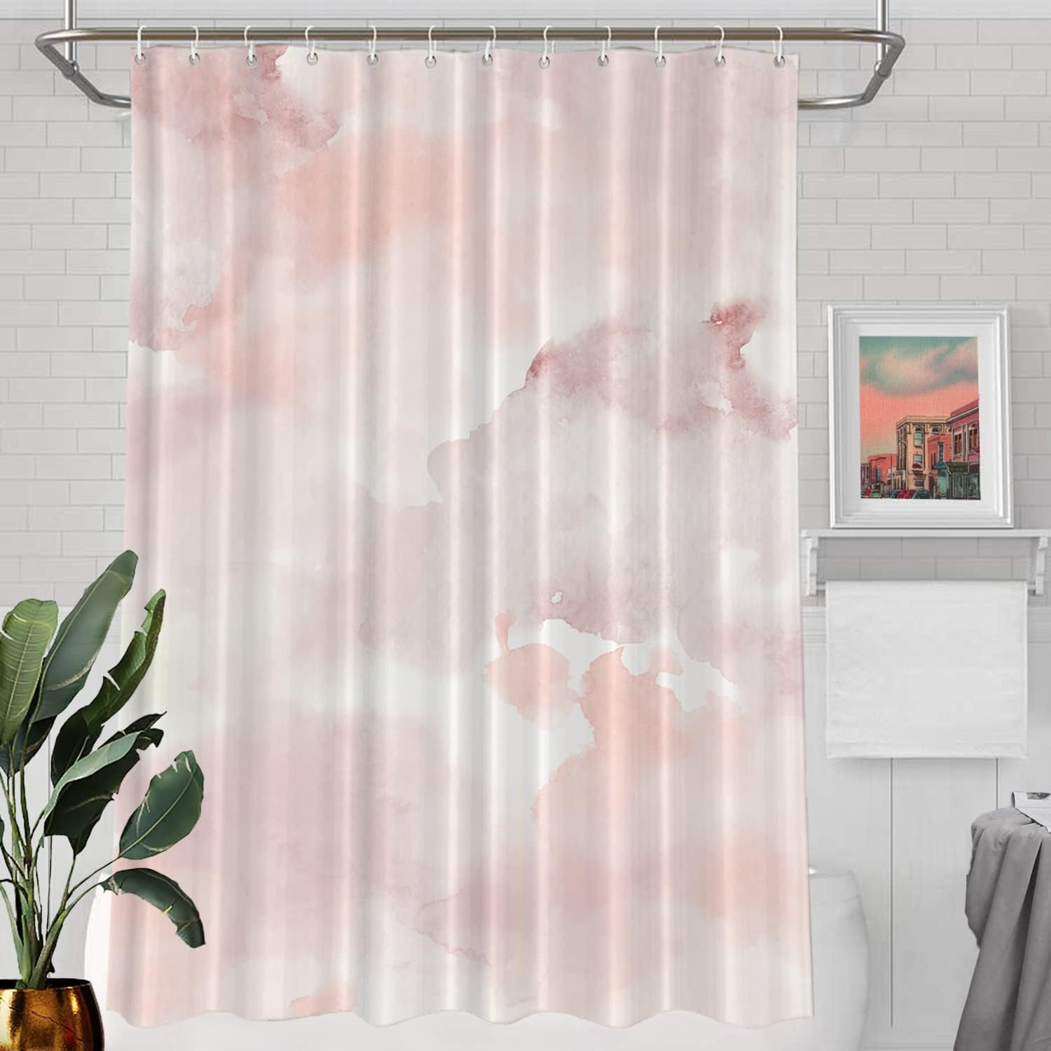 Watercolor Abstract Rose Decorative Shower Curtain, Mauve Watercolor ...