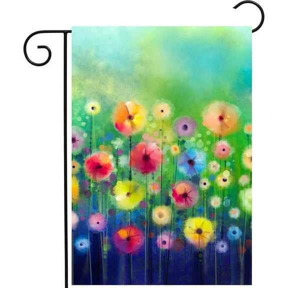 Watercolor Abstract Spring Summer Seasonal Green Floral Flowers Art House Flag 28" x 40" Double Sided Polyester Welcome Large Yard Garden Flag Banners for Patio Lawn Home Outdoor Decor
