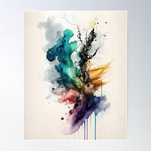 Watercolor Abstract Vibrant Painting, Wall Art, Home Decor Poster Wall Art, Modern Wall Decor For Living Room Bedroom, 12x18 UNFRAMED