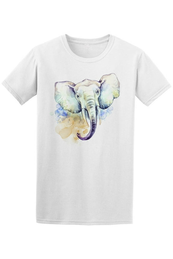 Watercolor African Elephant Head T-Shirt Men -Image by Shutterstock, Male 3X-Large