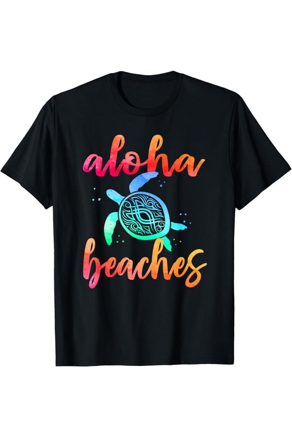 Watercolor Aloha Beaches Turtle Shirt Hawaiin Sea Turtles T-Shirt