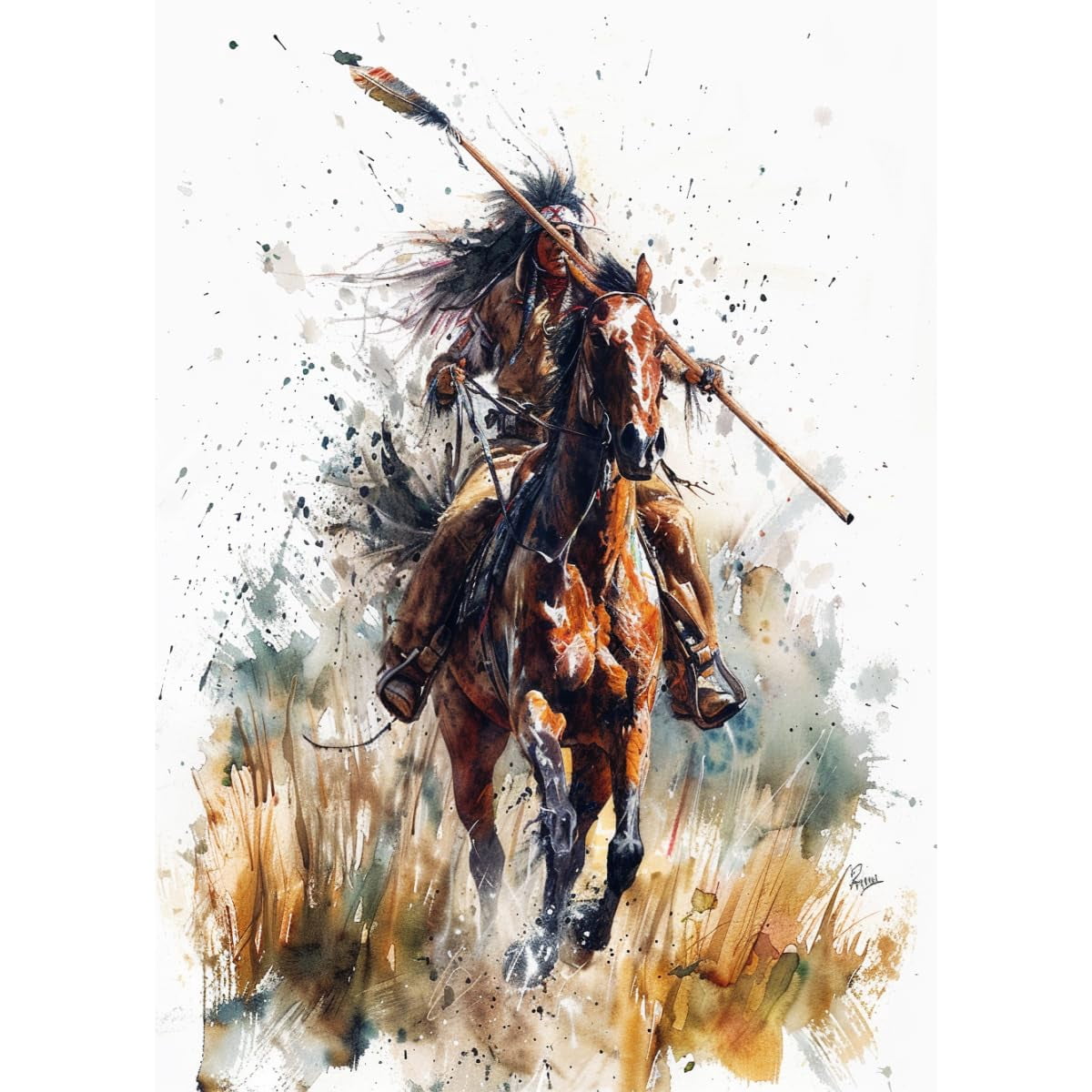 5D Full Drill Diamond Painting Kit – American Native African Couple Square Diamonds, 30x40cm (12x16”), DIY Art For Adults