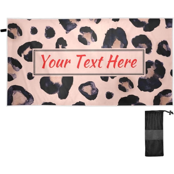 Watercolor Animal Snow Leopard Pink Beige Beach Towel 31" x 71", Quick Dry Bath Towel Absorbent Lightweight Travel Towel for Beach Yoga Swim Sport Camping Holiday