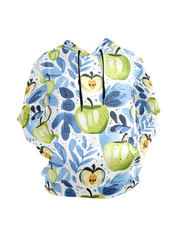 Watercolor Apple and Leaf Men’s Hoodies Sweatshirt Fleece Jackets Long Sleeve Sweatshirts