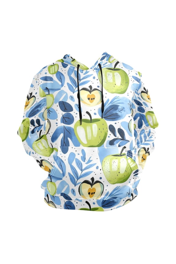 Watercolor Apple and Leaf Men’s Hoodies Sweatshirt Fleece Jackets Long Sleeve Sweatshirts