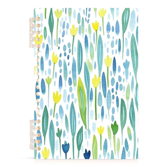 Watercolor Art Flowers A5 8.3x5.7in PP Notebook, Adjustable Rings, 60 Sheets, Diary or Journey Note