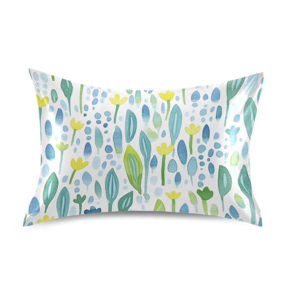 Watercolor Art Flowers King Size Pillowcase Ultra Soft Silky Fabric Wrinkle Fade Resistant 20x40in