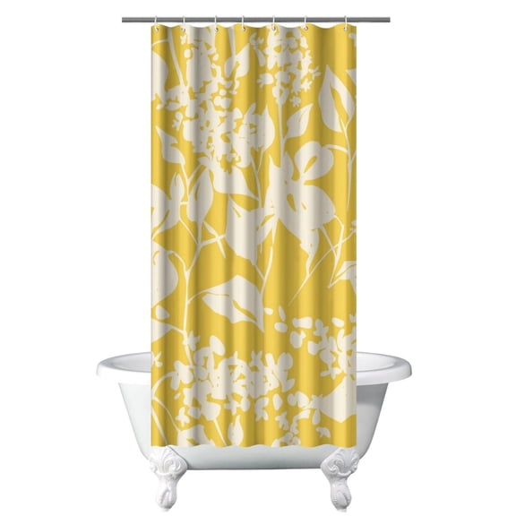 Watercolor Autumn Leaves and Bee Curtain – Botanical Floral Design for Rustic Nature-Inspired Bathroom Decor