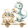 thumbnail image 1 of Watercolor BaBy Blue Dinosaur on Wagon With Presents Birthday, BaBy Shower Theme Photo Edible Image Cake Topper For Half Sheet Cake, 1 of 4