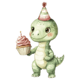 Watercolor Baby Green Dinosaur Edible Image Cake, Cupcake & Cookie ...