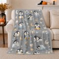 thumbnail image 1 of Watercolor Baby Penguin Celestial Nursery Print, Peaceful Celestial Art Scene, Warm Flannel Blanket for Living Room and Bedroom, Celestial Art Lovers Housewarming Gift, Celestial Home Decor, 1 of 6