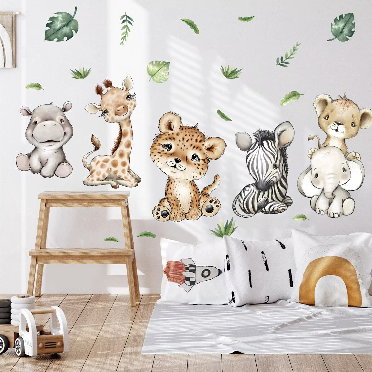 Watercolor Baby Safari Animals Wall Decals Stickers, African Jungle ...