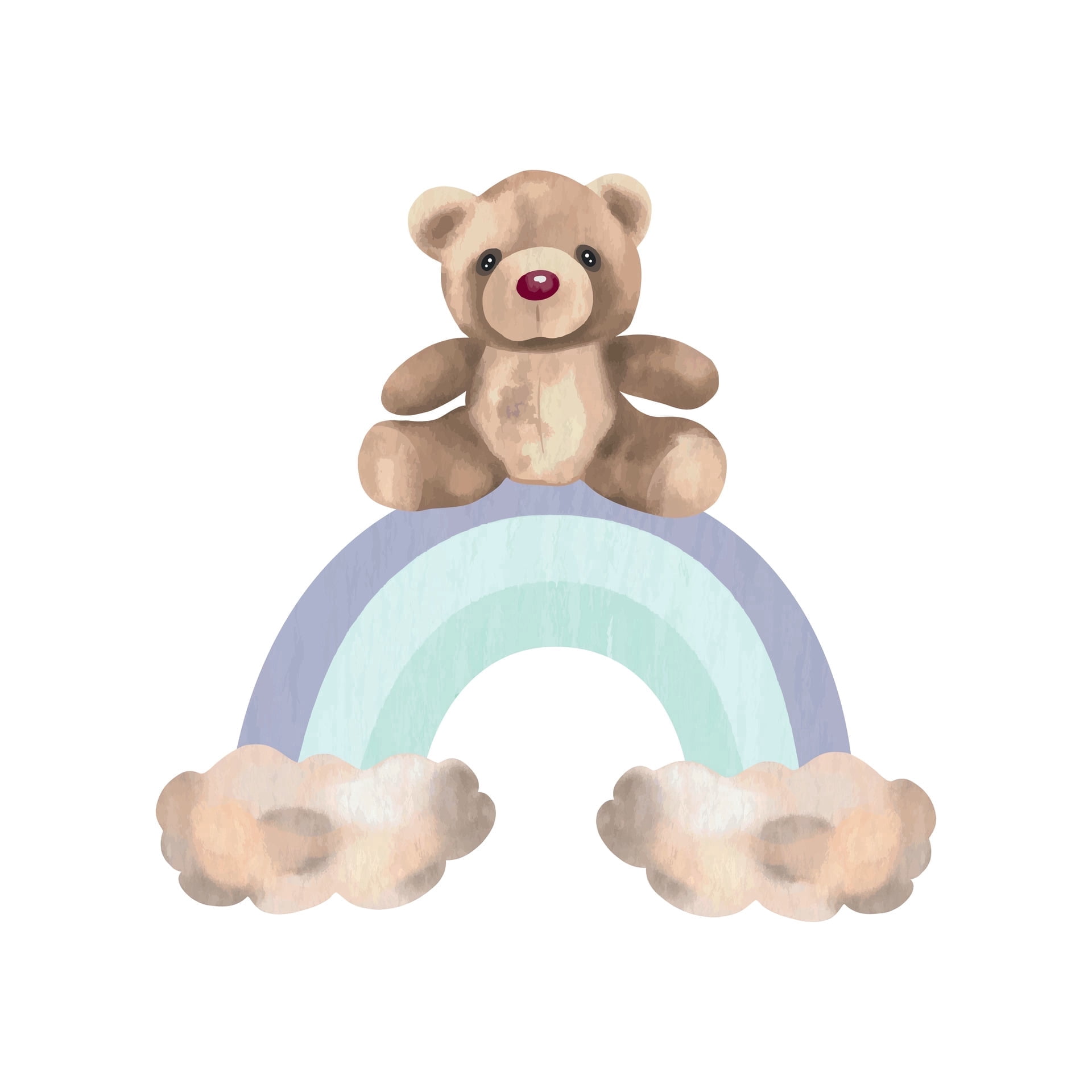 Watercolor Baby Teddy Bear Edible Icing Image Cake Border Strips & Cake ...