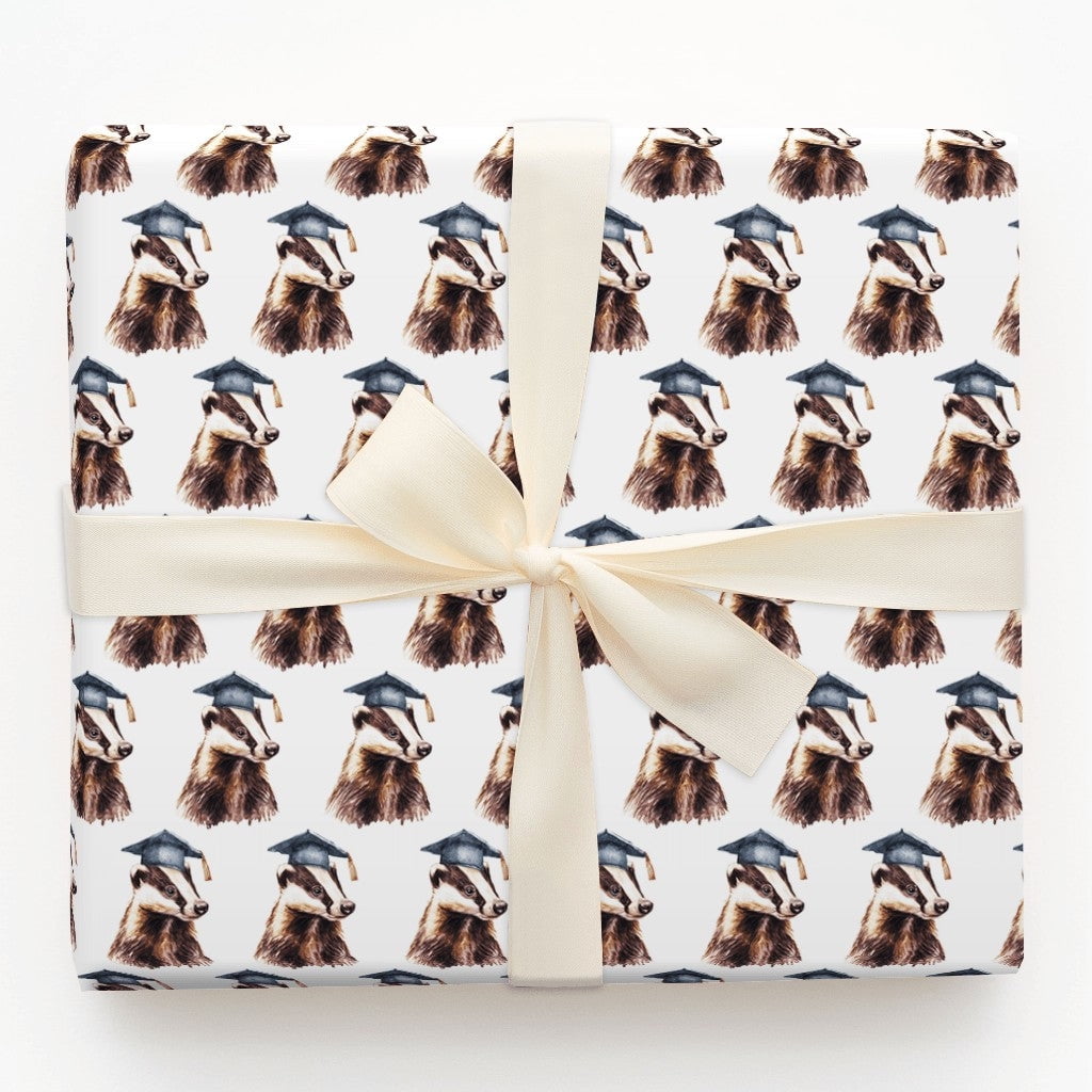 Watercolor Badger with Graduation Cap Graduation Gift Wrapping Paper ...