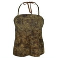 thumbnail image 1 of Watercolor Bali Batik Juniors Halter Top- Brown - Large, 1 of 2