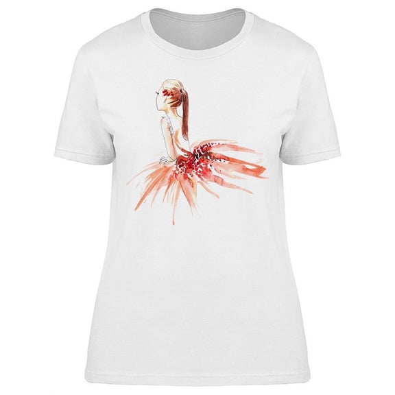 Watercolor Ballerina Design T-Shirt Women -Image by Shutterstock, Female Small