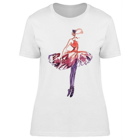 Watercolor Ballerina Graphic T-Shirt Women -Image by Shutterstock, Female XX-Large