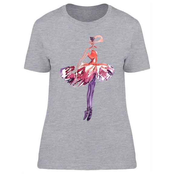 Watercolor Ballerina Graphic T-Shirt Women -Image by Shutterstock, Female x-Large